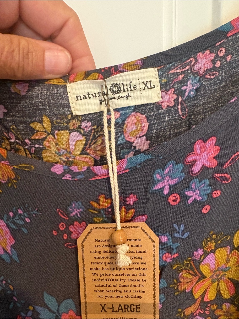 NATURAL LIFE Navy Floral Boho Maxi Jumpsuit with Pink & Mustard Accents - Picture 3 of 8